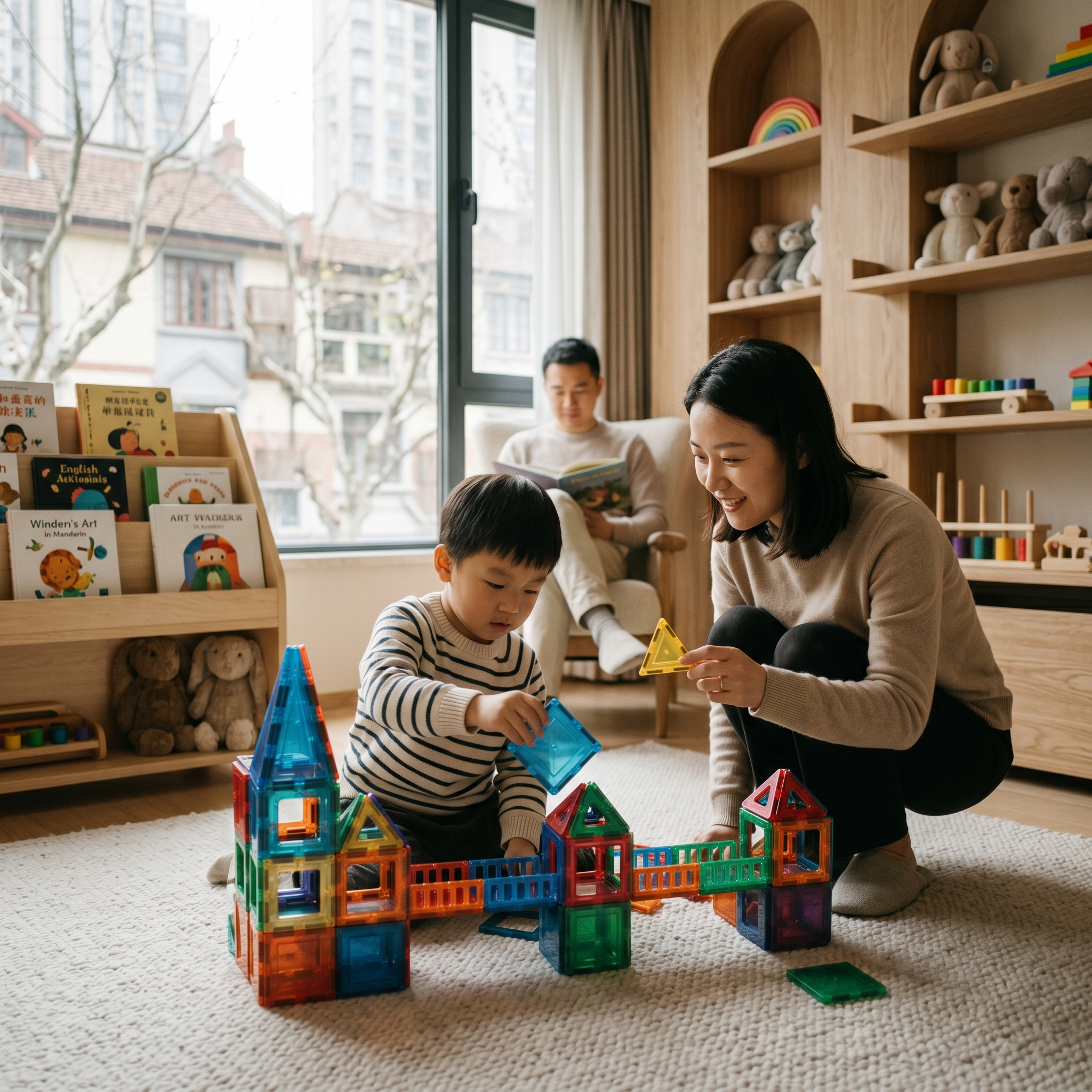Chinesische Mutter spielt mit Ihrem Kind