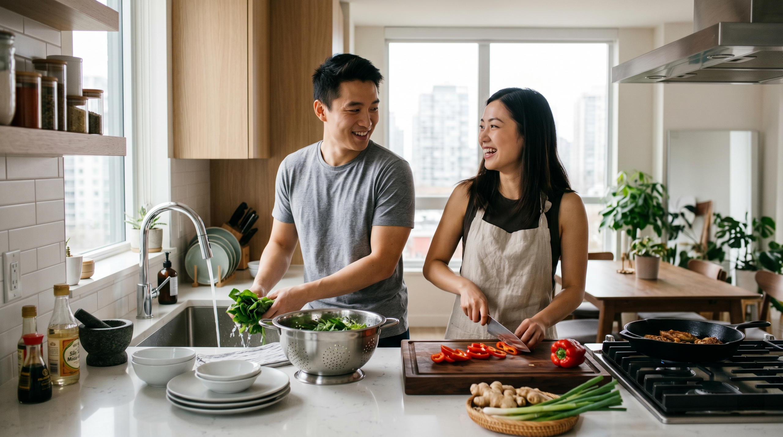Chinesisches Paar kocht zusammen