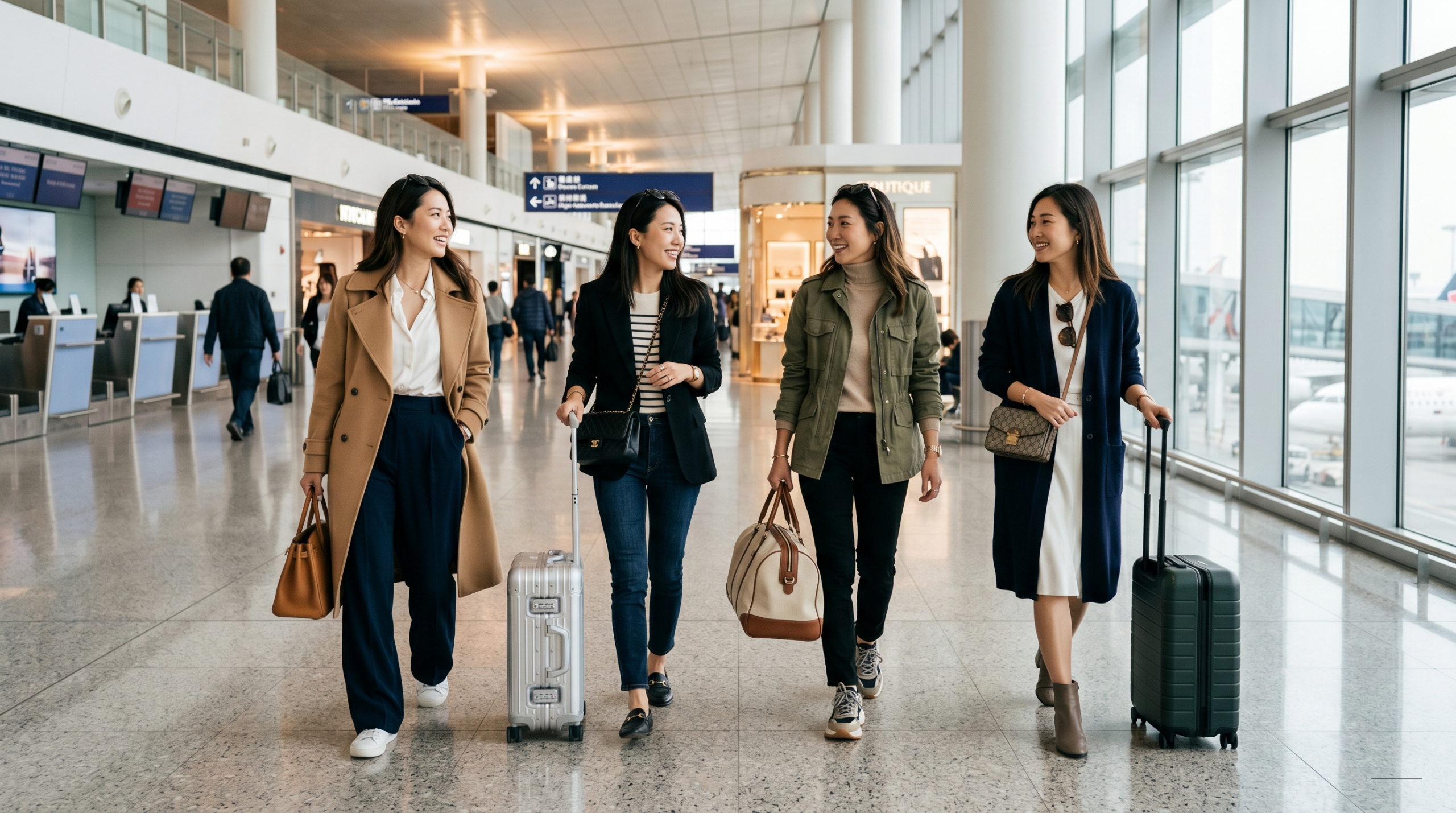 Chinesische Frauen sind mit ihren Luxustaschen unterwegs